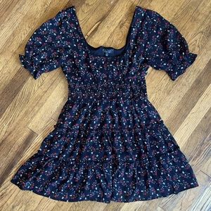 Trixxi cottagecore square neck black dress with roses print. Size small